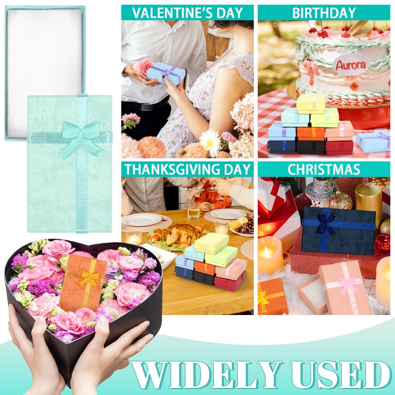 PRALB 18PCS Assorted Jewelry Gifts Boxes, Cardboard Ring Boxes With Padding Gifts Paper Boxes Jewelry Storage Cube Satin Ribbons Bowknot (9 Colors, 3.15" x 1.97" x 0.98") - Image 5